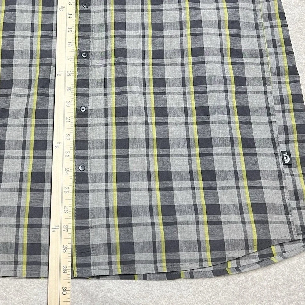 The‎ North Face Mens XL Grey Yellow Plaid Long Sleeve Button Down Shirt Hiking